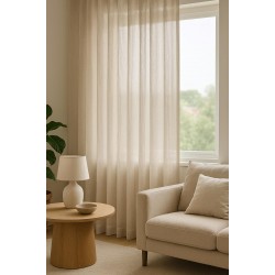 Franklin Vitrage Gordijn Beige – Kamerhoog, Luxe & Op Maat