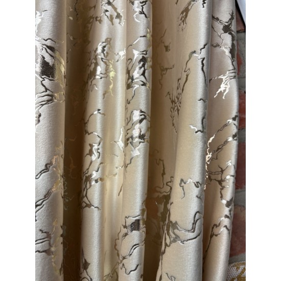 Gordijnen velours beige met goud