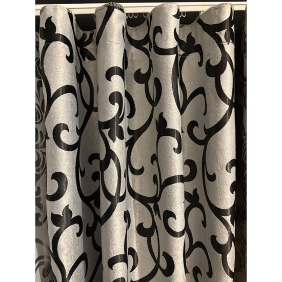 Jacquard Satijn Verduisterende Gordijnen – 2-Tone Design-zwart-grijs