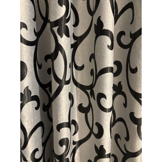 Jacquard Satijn Verduisterende Gordijnen – 2-Tone Design-zwart-grijs