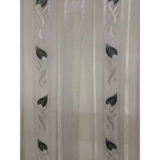 Vitrage Wit met Zwart Zilver Nieuwe Design – Jacquard Voile 
