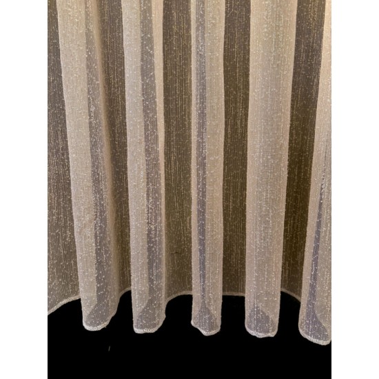 Vitrage gordijnen Bouclé beige met streepjes op maat – kamerhoog & €7,95 p/m